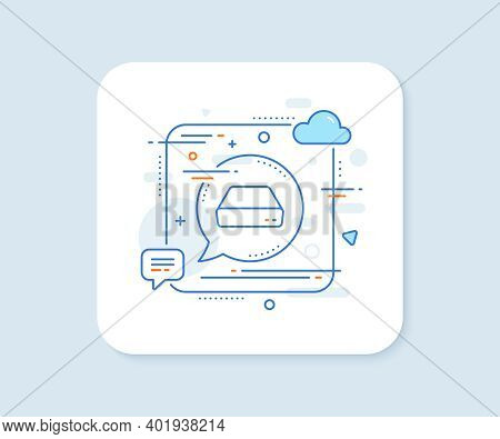 Mini Pc Line Icon. Abstract Square Vector Button. Small Computer Device Sign. Mini Pc Line Icon. Spe