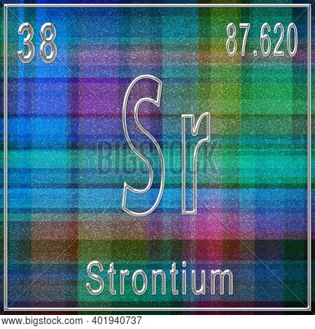 Strontium Chemical Element, Sign With Atomic Number And Atomic Weight, Periodic Table Element