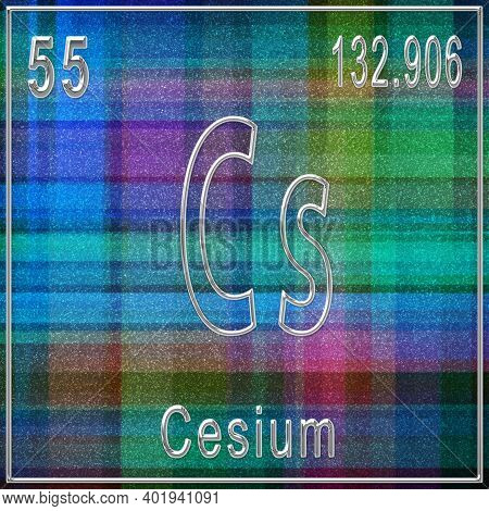 Cesium Chemical Element, Sign With Atomic Number And Atomic Weight, Periodic Table Element