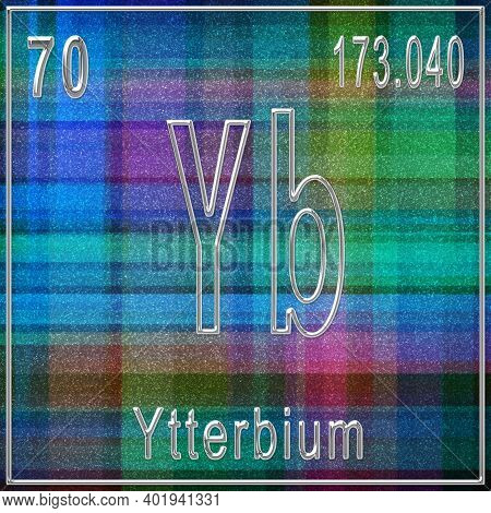 Ytterbium Chemical Element, Sign With Atomic Number And Atomic Weight, Periodic Table Element