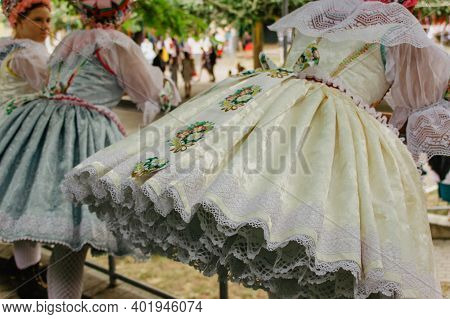 Rakvice,czech Republic-june 2018. Beautiful Women And Men Dancers In A Celebration.traditional Morav