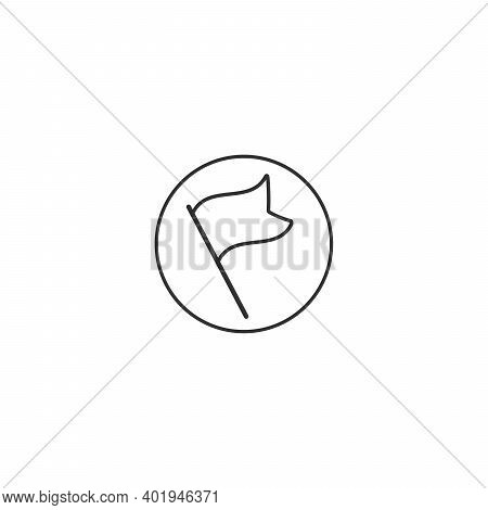Line Flag Icon, Gps Road Map Marker. Spot Or Target Pin. Stock Vector Illustration Isolated On White