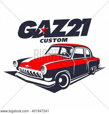 Classic Muscle Car Logo Russian Gaz21 Illustration