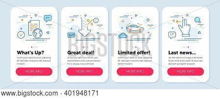 Set Of Business Icons, Such As Low Percent, Internet Document, Car Symbols. Mobile Screen Banners. T
