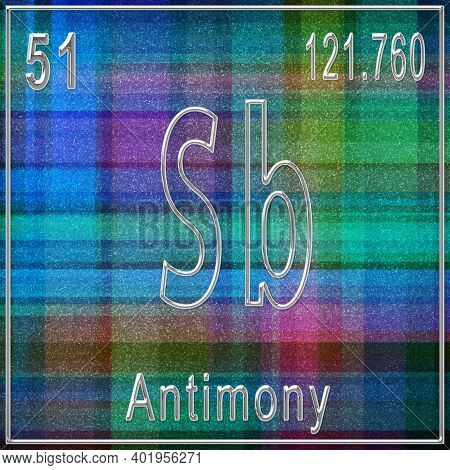 Antimony Chemical Element, Sign With Atomic Number And Atomic Weight, Periodic Table Element