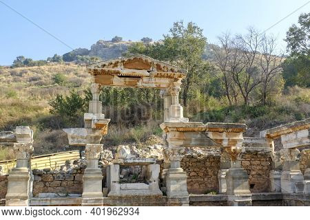 Stone Gate And Walls In Ephesus Ancient City
