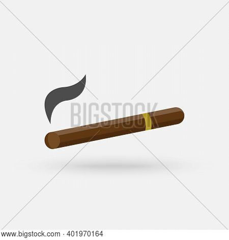 Vector Illustration Of A Luxury Havana Cigar With Label. Cigar. An Expensive Cigar.vector Simple Mod