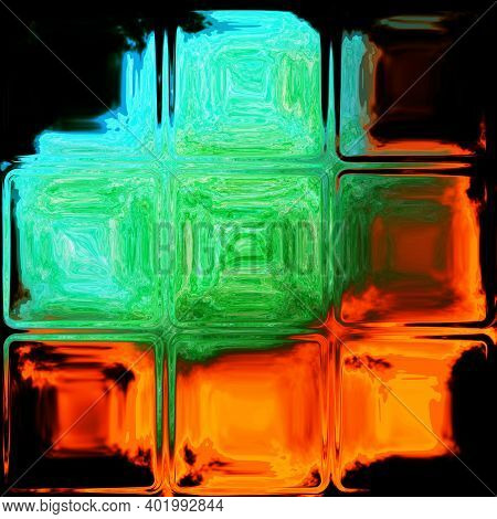 Light Rays Through Wet Glassy Lenses Mosaic. Expoded Sphere In Rainbow Colours
