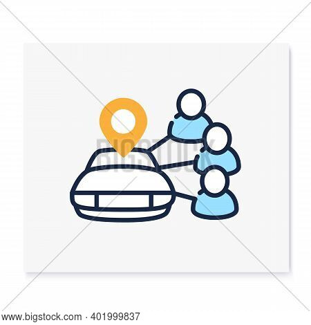 Car Sharing Color Icon. New Normal Concept. Car To Share. Rent. Mutual Aid In Lockdown. Charity, Vol