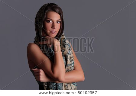 Beautiful lady with indian scarf