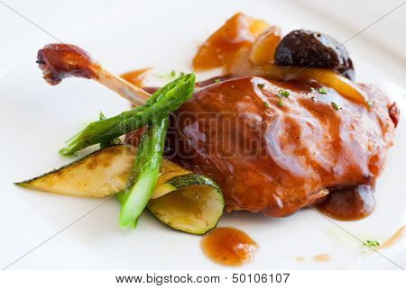 Grilled Duck With Sweet Fruit Sauce.