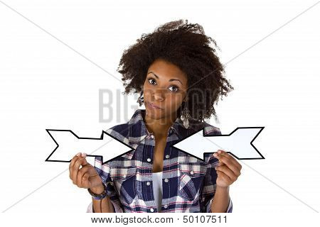Young African American Holding Blank Arrows