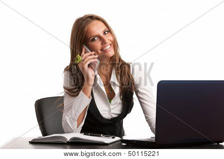 The Boss - Preety Business Secretarry Woman Working In Office Isolated Over White Background