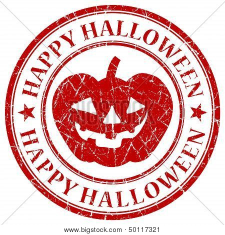 Happy Halloween Red Grunge Stamp