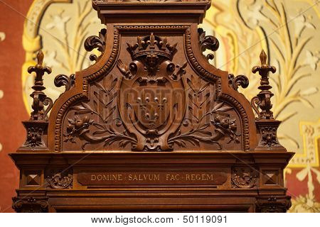 Heraldic motifs in the castle Chambord. .Valley of the river Cher. France