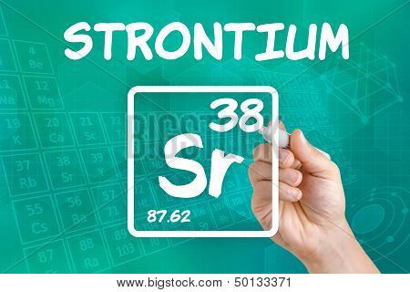 Hand drawing the symbol for the chemical element strontium