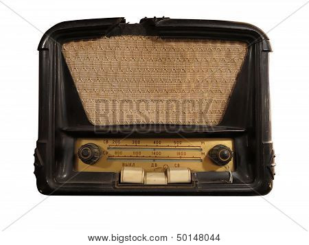 Vintage Brown Old Radio Receiver Isolated