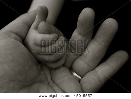 Babys presa sulla mano di padri
