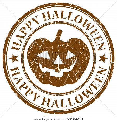Happy Halloween Brown Grunge Stamp