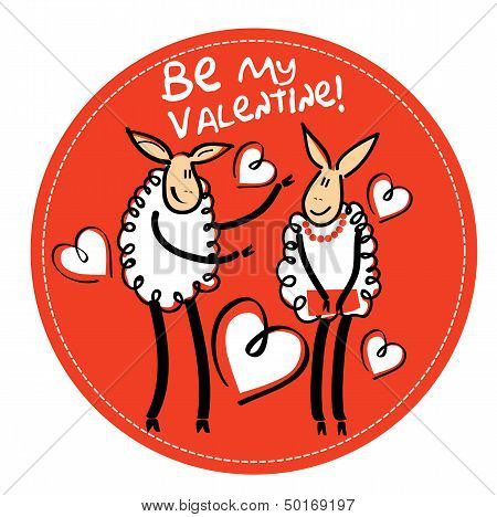 couple of lovely lambs with hearts