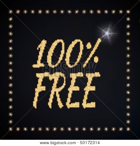 Illustration Of A Glowing Free Symbol Glittering Golden