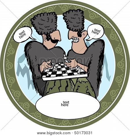 Georgian men playing chess