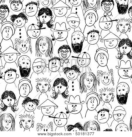 Vector seamless crowd of people