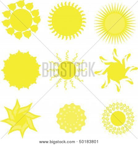 Nine types of sun icons