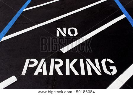 No Parking Painted On  Diagonal Parking Lot