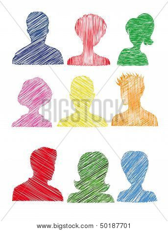 Colorful silhouettes with scribble effect