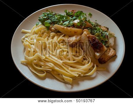 pasta and vegetable in white plate