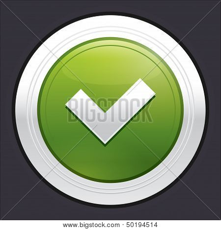 Yes button. Ok icon. Vector green sticker.
