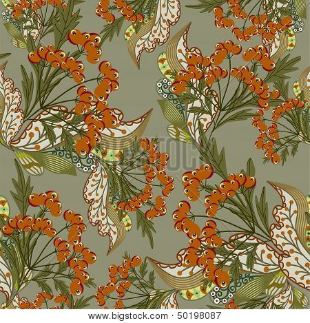Seamless texture with ornate berrie
