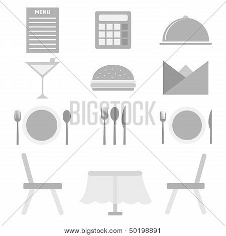 Restaurant Icons On White Background