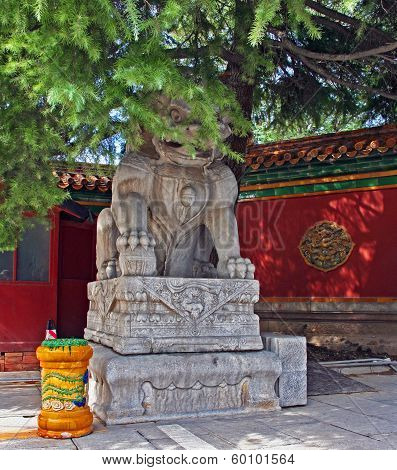 Stone Qilin Statue At Lama Temple, Beijing