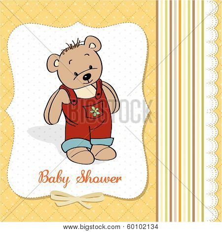 Baby Shower Card With Teddy Bear Toy
