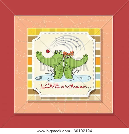 Crocodiles In Love.valentine's Day Card