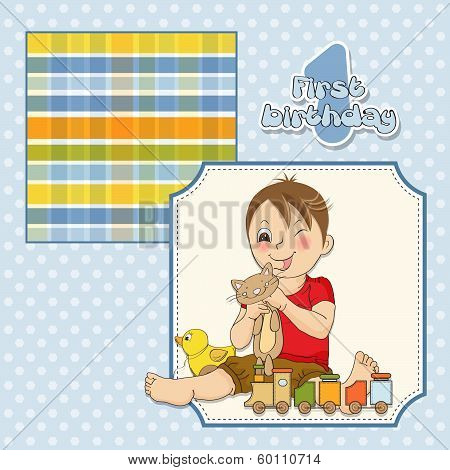 Little Boy Are Playing With His Toys