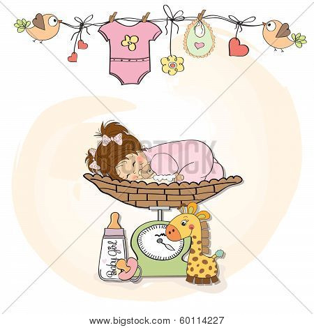 Baby Girl On On Weighing Scale