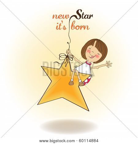 New Star It's Born.welcome Baby Card