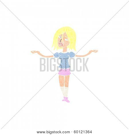 cartoon woman shrugging shoulders