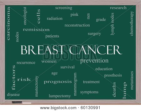 Breast Cancer Word Cloud Concept On A Blackboard