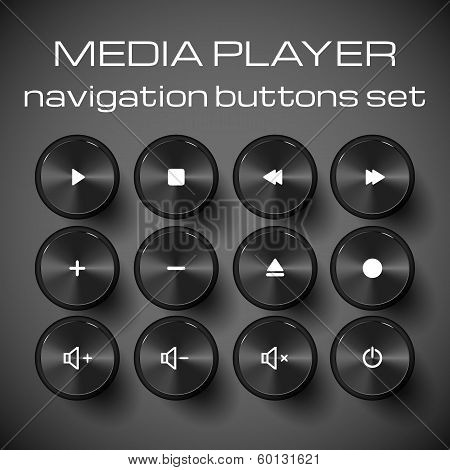 Set of media control buttons.