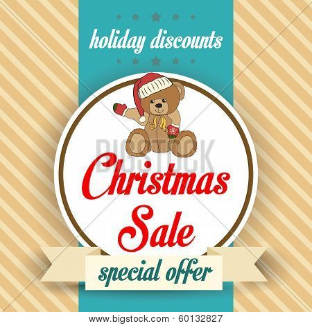Christmas Sale Design With Teddy Bear