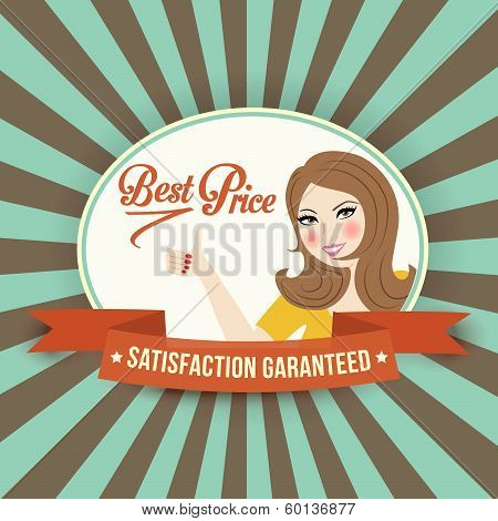Retro Illlustration With A  Woman And Best Price Message