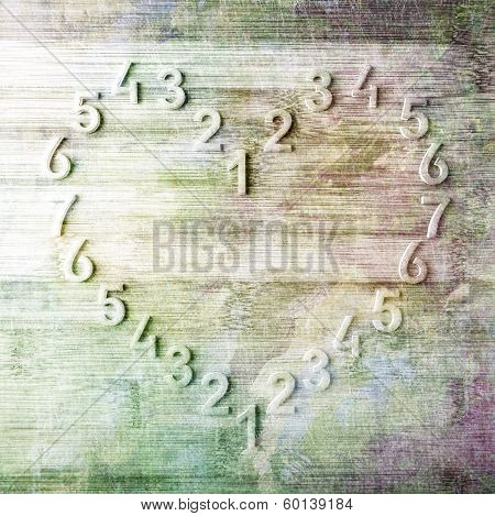 Heart of the numbers on wooden background