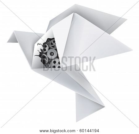 Mechanical origami pigeon