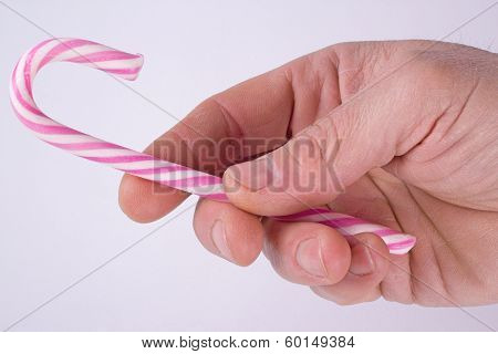 Man Hand With Candy Cane