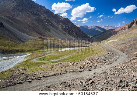 Wonderful mountain road in Kyrgyzstan