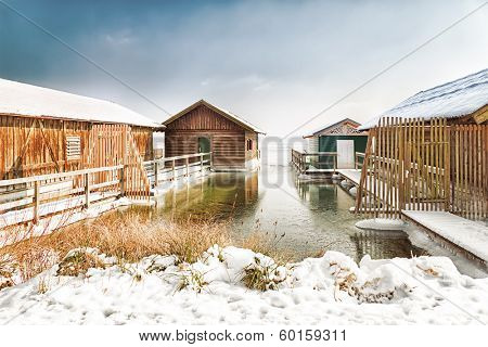 An image of the Starnberg Lake in winter in Bavaria Germany - Tutzing